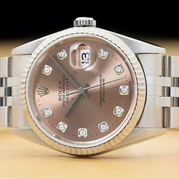 Sale! Men's Factory Diamond Dial 18kt White Gold Watch - Picture 2 of 6